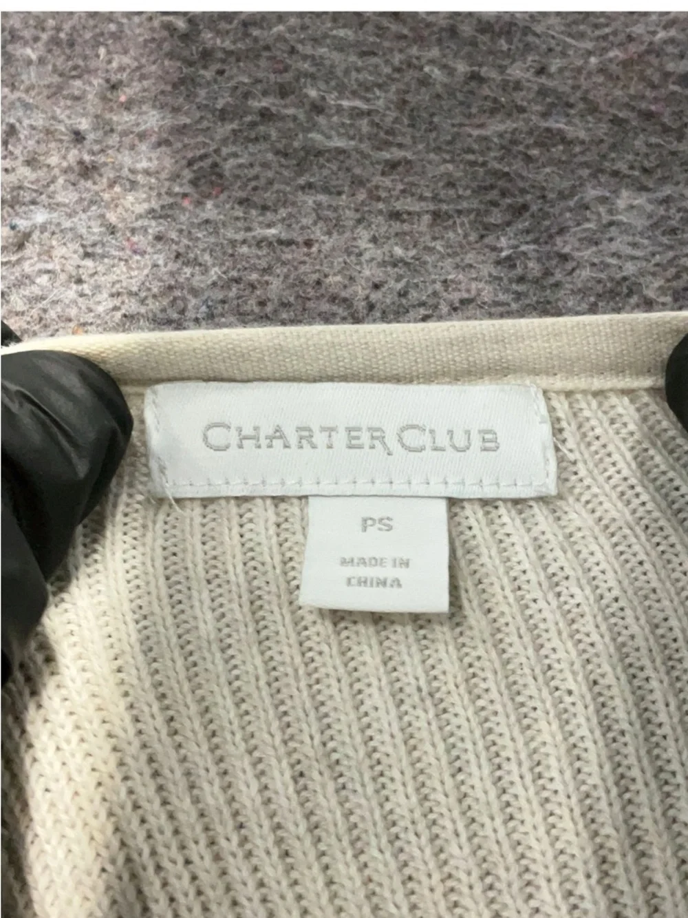 Charter Club Cream Quilted Zip-Front Knit Bomber Jacket - Picture 6 of 7